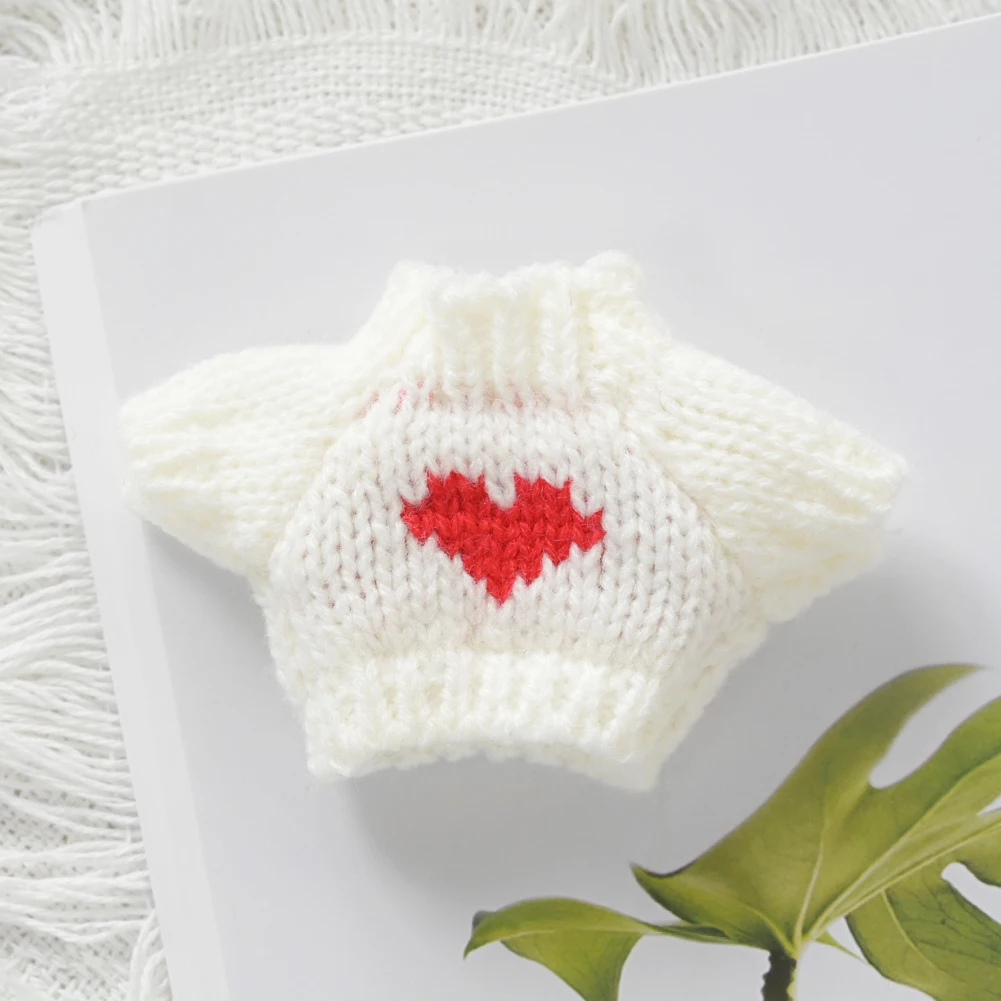 Mini Doll's Clothes Outfit Accessories For Labubu for Elf doll Knitted Christmas Love twisted solid Santa sweater Clothing