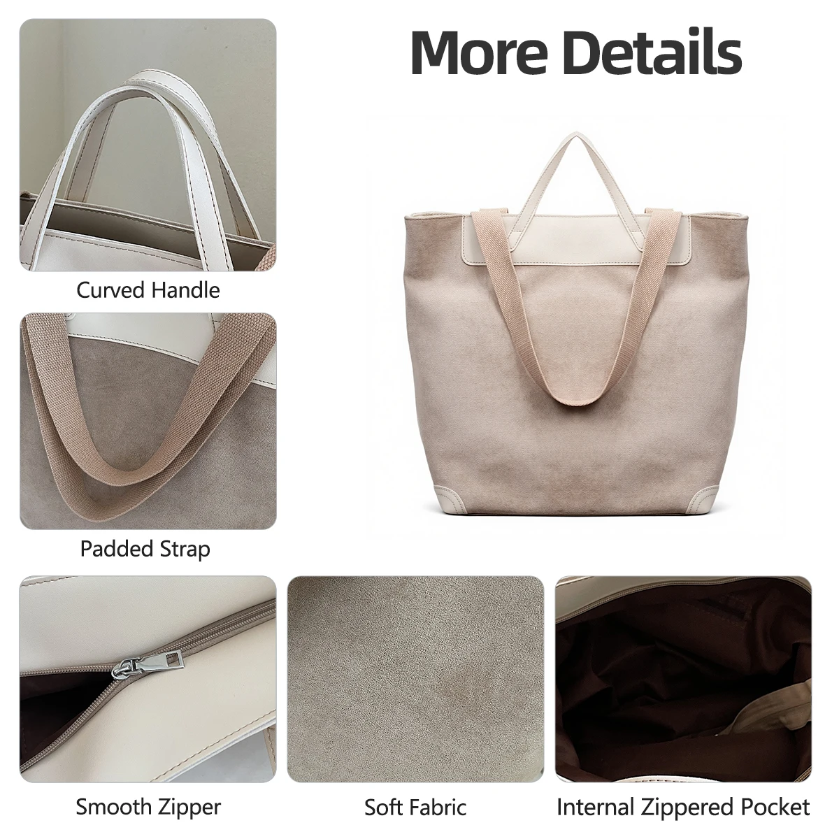 Japanese 2025 American-Style Workwear Retro Commuter Large Bag, Can Be Worn Cross-Body, Suede Handbag, Melard Color Series Tote Bag for Work, College Students, and Classes