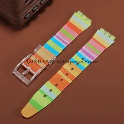 Soft Silicone Jelly Color Waterproof Sport Wristband Strap with Tool - 16mm (Rainbow)