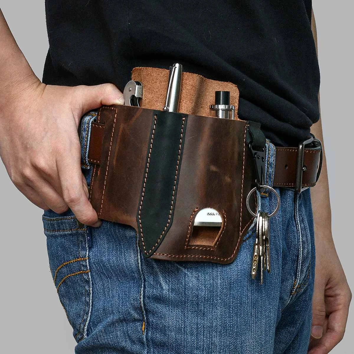 

Tactical Multi Tool Belt Leather Bag Portable Tools Storage Bag Holster Outdoor Camping Hunting Waist Leather Pu Pocket