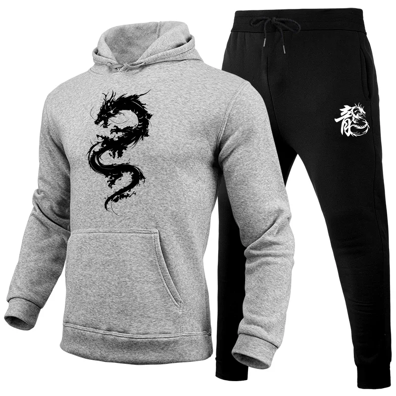 Men Autumn Winter Hoodies Tracksuit Gym Outfits