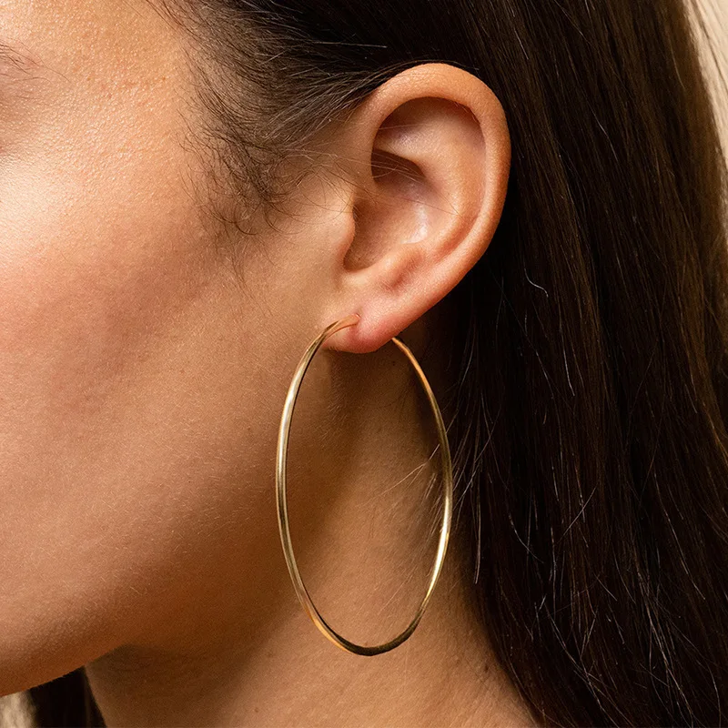 Edelstahl Creolen Schwarz - Glatte Kreis Ohrringe Für Damen & Herren