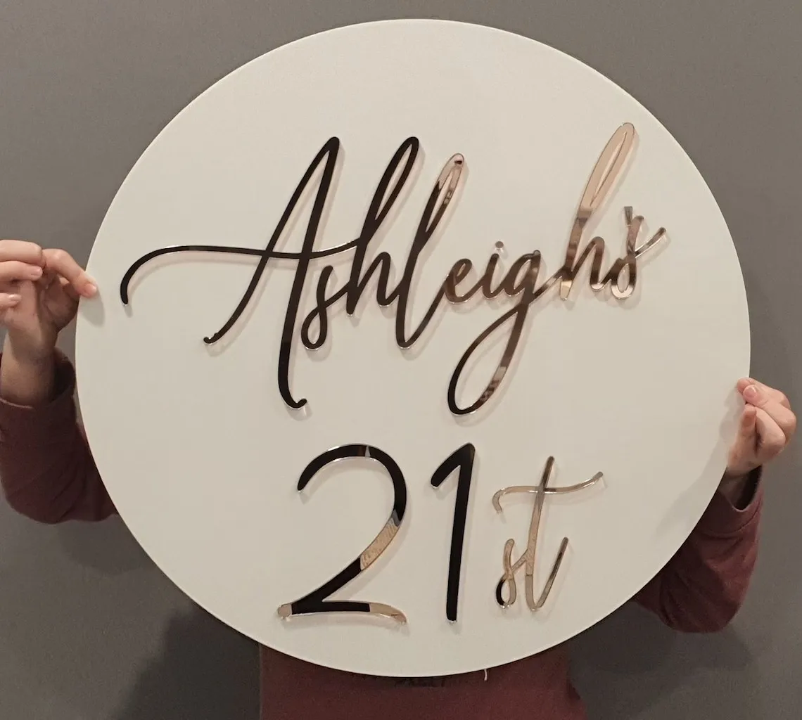 

Double layer Round Acrylic Birthday Sign | 21st | Milestone Sign | Bedroom sign | Back drop Sign | Birthday sign | Wall sign