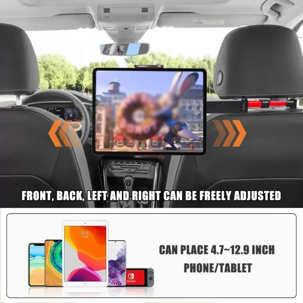 Universal Car Headrest Tablet Phone Holder 360° Rotatable Adjustable Stretchable Mount For All Smart Devices 4-13"