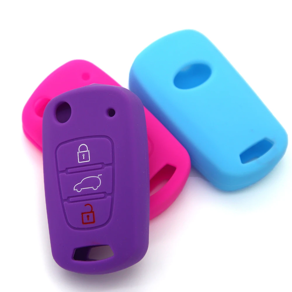 3BTN Buttons Silicone Car Key Cover Case For Kia RIO K2 K5 Sportage Sorento Flip For Hyundai i20 i30 i35 iX20 iX35 Solaris Verna Key Case Cover Key Case Flip Key Fob Shell Car Key Shell Remote Control Case Cover