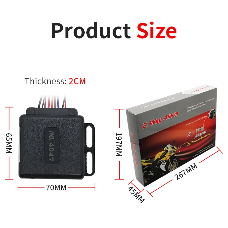 36V 48V 72V E-bike E-motorcycle Anti-sheft 2 Way Alarm System With 2 Remote Control