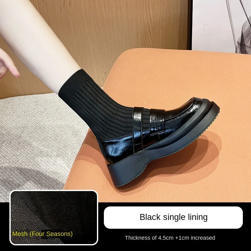 

College Elastic Socks Short Boots Women's Round Head Thick Sole Heightened Lefu Women's Socks and Boots Small Platform Shoes New