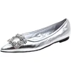 2023 Spring and Autumn New Fashion Shallow Mouth Rhinestone Square Buckle Pointed Versatile Women's Flat Bottom Casual Shoes 6