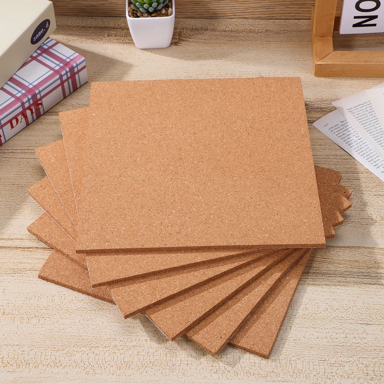 6Pcs 코르크 게시판 자체 접착식 사각형 게시판 장 벽 핀 보드 사무실 홈 교실 메모 알림판