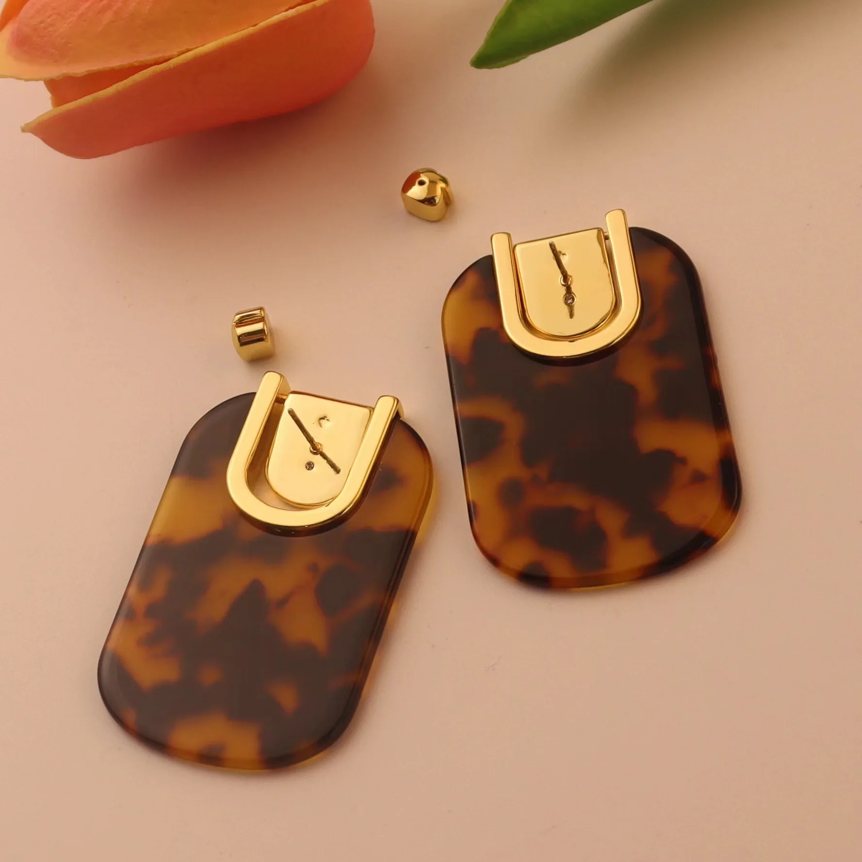 European and American personality exaggerated leopard print resin earrings
