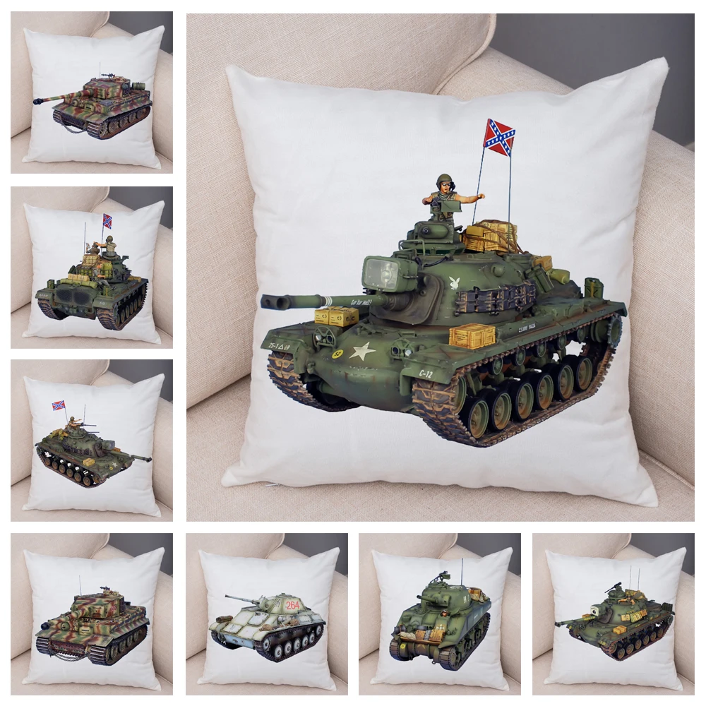

Tank Cartoon Luxury Body Throw Pillow Case Cushion Cover Home Living Room Decorative Pillows For Sofa Bed Car 45*45 Nordic
