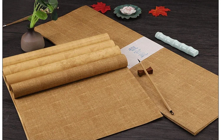Leinen Seidenmuster Xuan Papier Pinsel Kalligraphie Halbreifes Reispapier Chinesische Zeichnung Halterung Xuan Papier Vintage Papier Papel Arroz – Detail 8