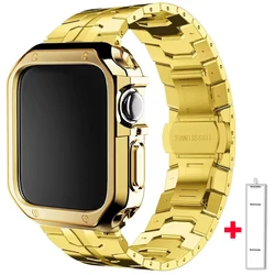 Sleek Stainless Steel Band with TPU Protective Cover - Series 10 42MM (Gold)