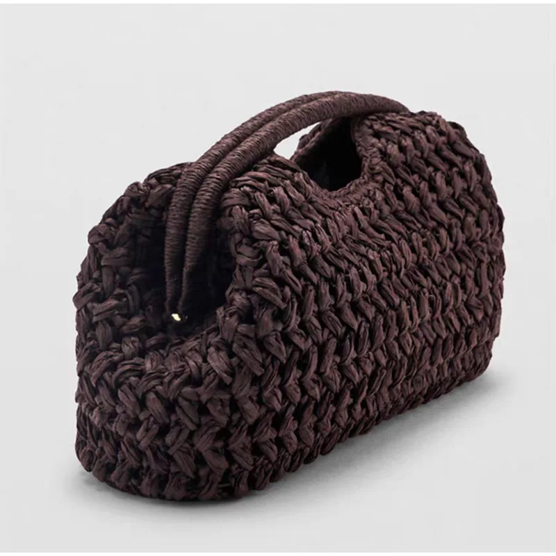 Luxury Natural Fiber Woven Straw Clutch Bag for Women