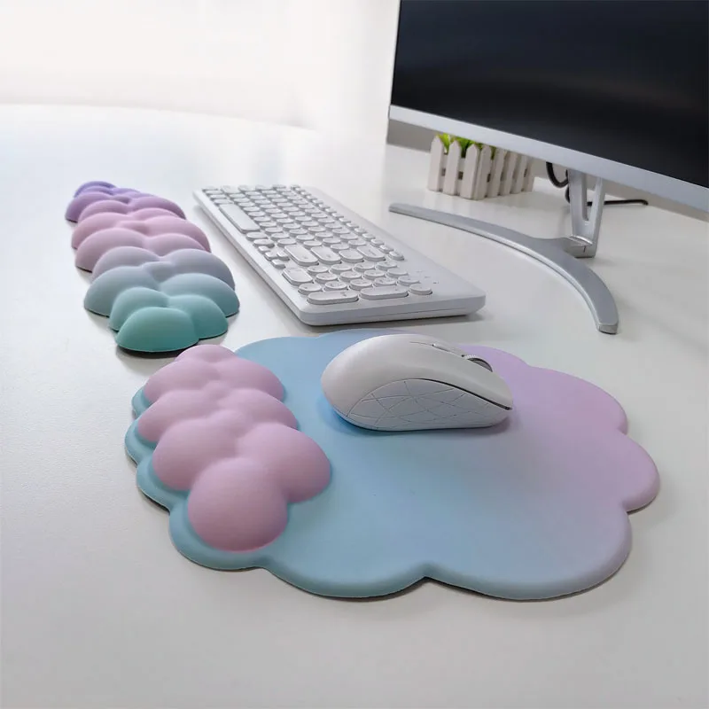 Waterproof PU Leather Mouse Pad Wrist Rest Support Pad Ergonimic Cloud Mouse Pads And Keyboard Cloud Wrist Rest