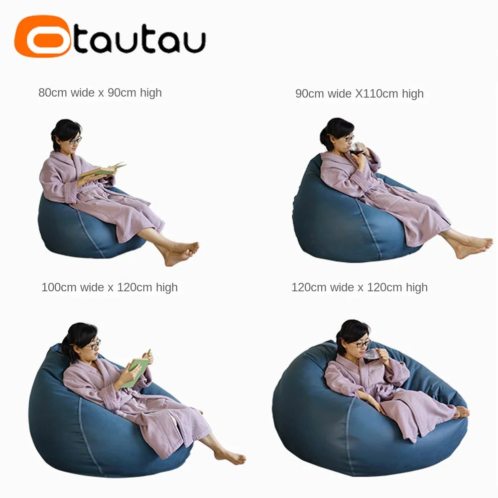 OTAUTAU 인조 가죽 배 빈 백 푸프 커버, 필러 없음, 편안한 빈백 소파 퍼프 백, 바닥 좌석 체이스 라운지 의자 DD004, 3 피트, 4 피트