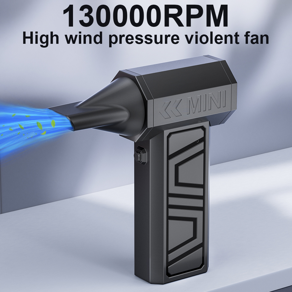 Electric Air Duster 130000RPM Portable Blowing Snow 5 Outlet Nozzles Cleaning Blower Tool Type-C Charging Car Fan Turbo Jet Fan