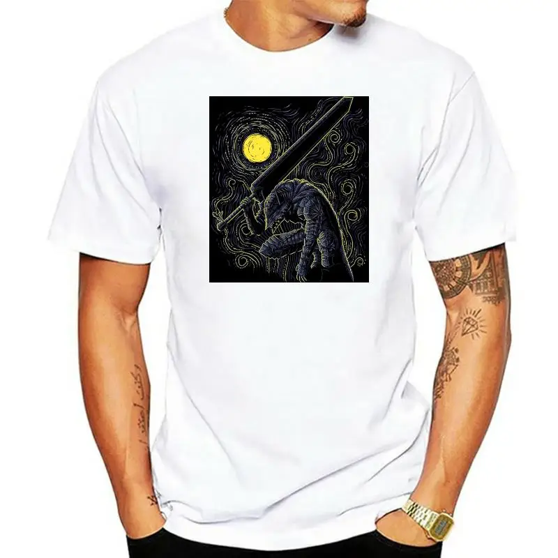 

Мужские Винтажные хлопковые футболки с изображением меча, берсерка, для фитнеса, манги, гэтсу, бегущая аниме футболка, уличная одежда