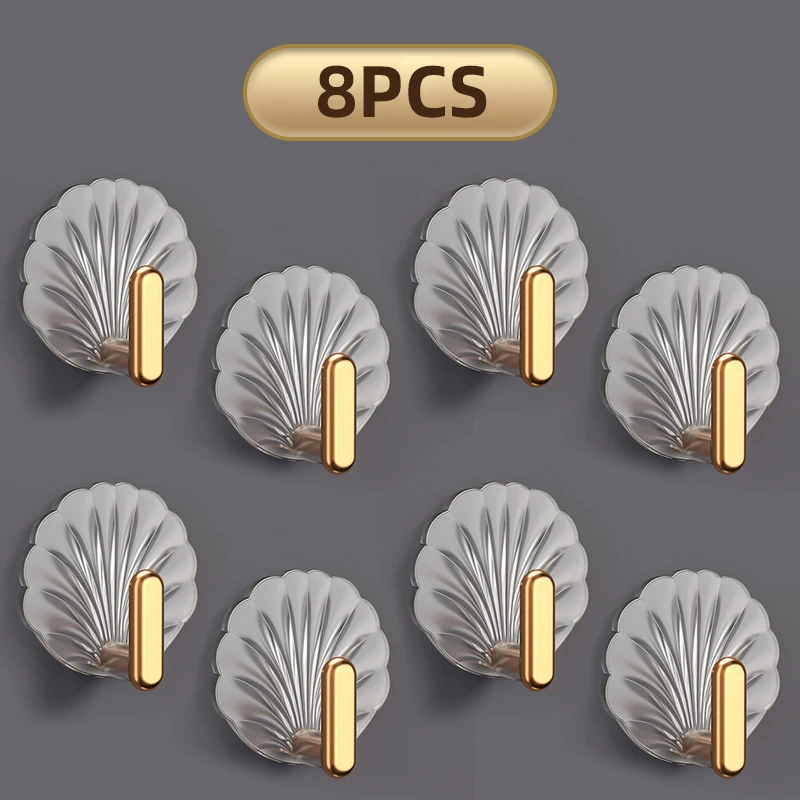 Description Picture 2 of item8 PCS Acrylic Transparent Hook Strong Adhesive Kitchen Living Room Bathroom Wall Multifunctional Towe Key Clothes Hats Storage