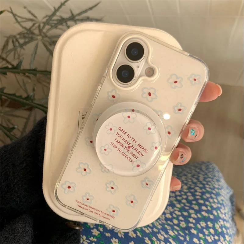 Magnetic Floral Blue Line Phone Case with Bracket