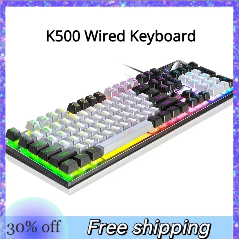 

K500 Wired Keyboard Waterproof Cool Light Effect Desktop Computer Laptop Universal Gaming E-sports Mechanical Feel Keyboard