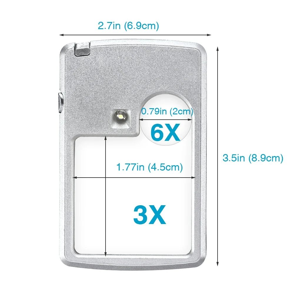 Magnifying Glass Jewelry Loupe With LED Light Magnifier Mini Pocket Magnifying Lens For Kids Jewelers Seniors Reading 6X 3X magnifying glass