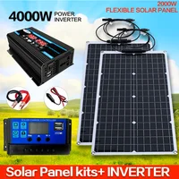 Système d'énergie solaire 2000W, 110V/220V, 4000W, panneau solaire, onduleur en verre, contrôleur de charge de batterie 12V, pour usage domestique/extérieur 1