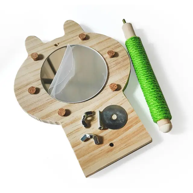 Bird Parakeet Mirror for Cage Interactive Play Toy Wooden Perch Stand Bird Toy for Grey Macaw Lovebird Parakeets Finch Conure 3