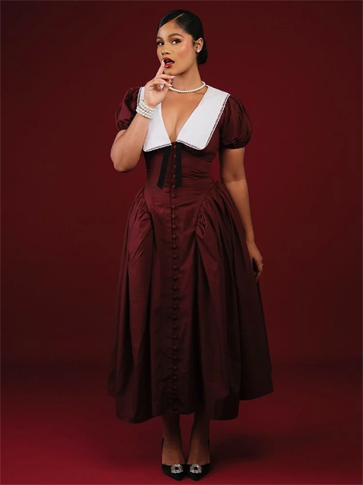 Wmstar Long Dresses Women Sexy V Neck Short Sleeve Sweet Dress Elegant New in Summer Fashion Street Wear Wholesale Dropshipping