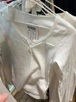 Eyelet Buttons White Long Sleeve T-shirt Shorts Set Woman Slim Tees+Elastic Straight Sweatshort Cotton Home Pajama 2 Piece Sets - Image 3