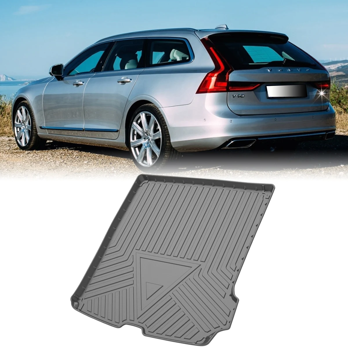 

Black TPO Rear Trunk Cargo Liner Mat Layer Pad Accessories For Volvo XC90 2016-2021 V90 2018-2020 V60 2015-2018 Car Styling