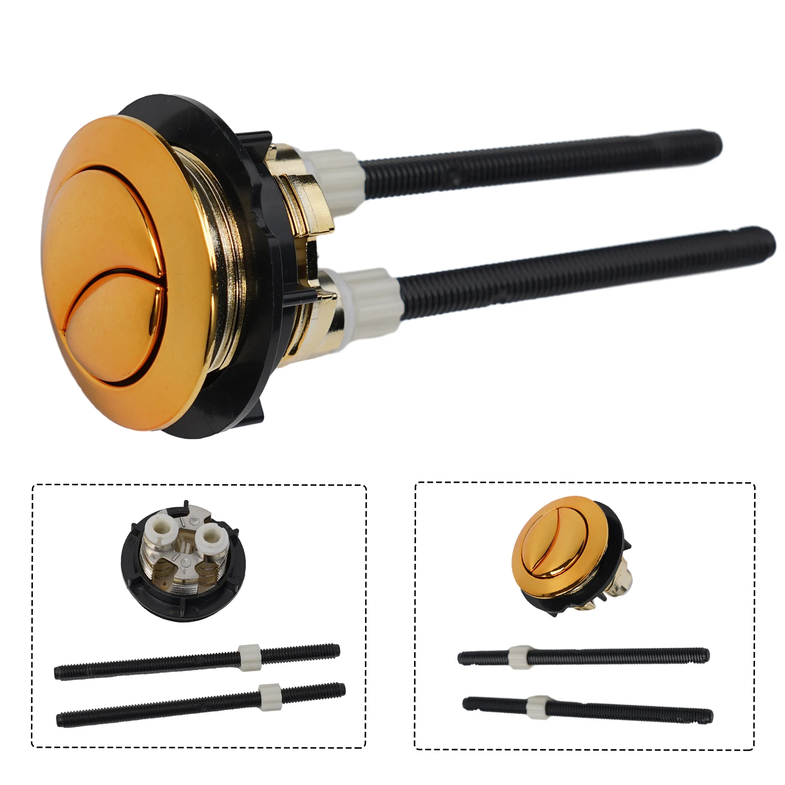 1PCS Dual Flush Push Button Gold 38mm Double-push Flush Toilet Button Mechanical Top Valve For Most Double-bath Toilets