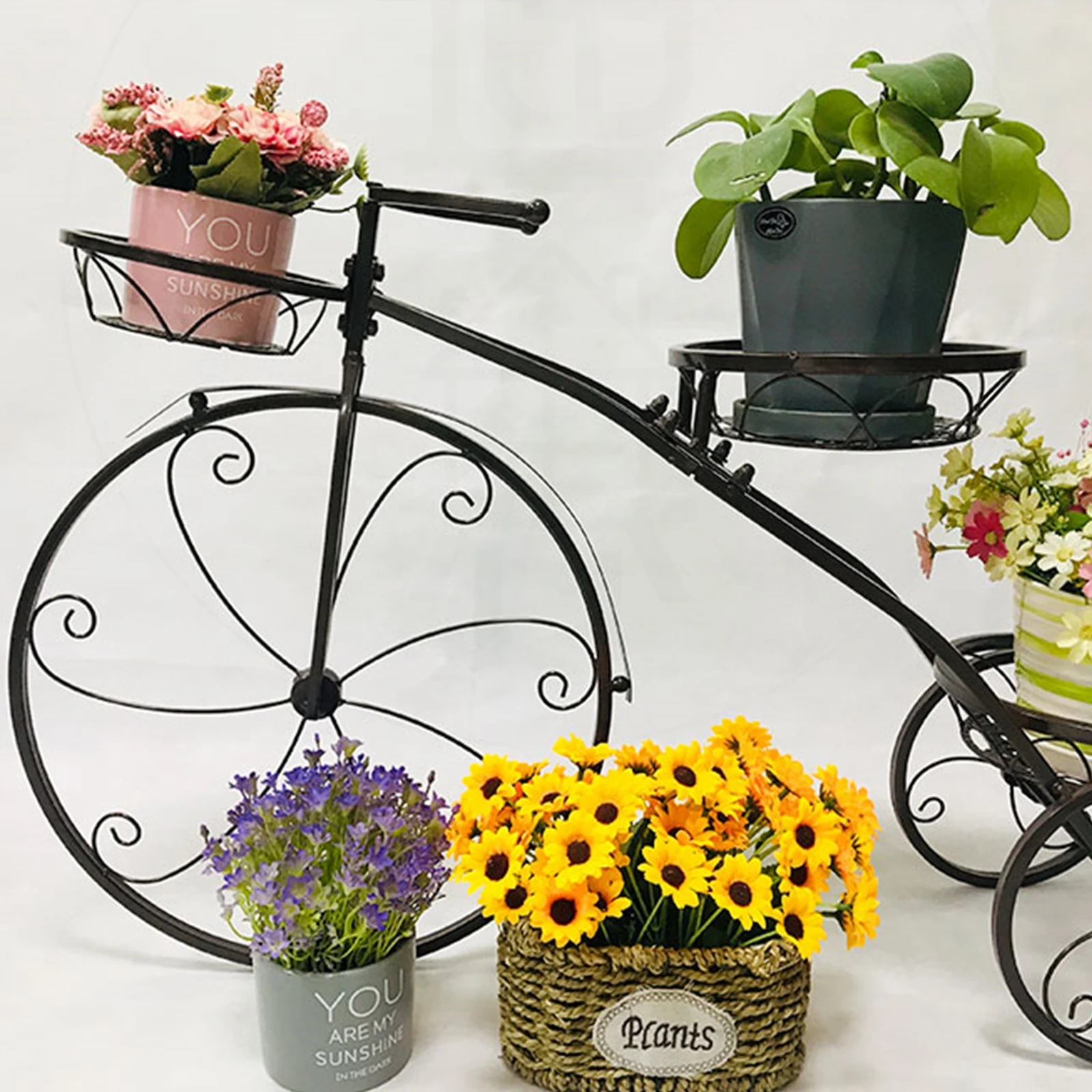 Tricycle flower stand Plant Stand Bicycle Flower Pot  Holder Rack for Home Garden Patio Decoration plant flower display stand indoor backdrop stand for garden balcony patio lawn home decoration 2pcs 6layers half moon iron wood