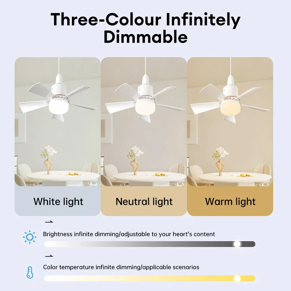 30W LED Ceiling Fan E27 Base Ultra Silent Electric Ceiling Lamp Remote Control For Bedroom Air Circulation