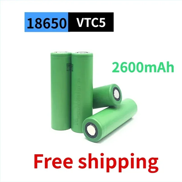 2025 Latest 100% Original VTC5A 2600mAh 18650 Lithium Battery 20A Flashlight Toy Tool Flat Head Rechargeable Battery