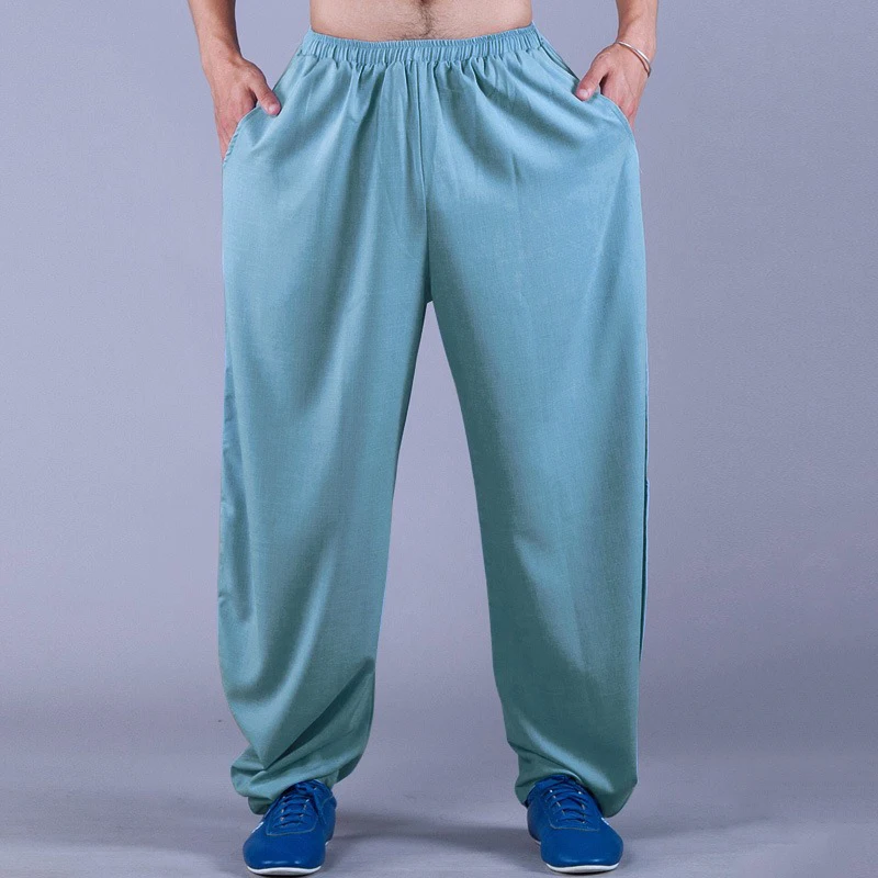 Tai Chi Pants Kung Fu Martial Art Pants Mens Drawstring Hippie Pants Elastic Waist Novelty Pant women Trousers Lounge Pant Yoga