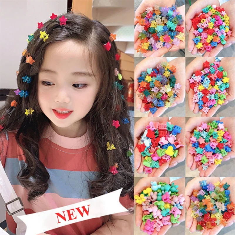 

50pcs New Girl Cartoon Mini Claw Hair Clip Candy-Colored Cute Little Clips Baby Girl Color Petals Side Bangs Hairpin