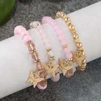 4Pcs Trendy Butterfly Beaded Bracelet Set For Women Pink Acrylic Beads Elastic Chain Bangle Female Bohemian Party Jewelry Gift - Image 2