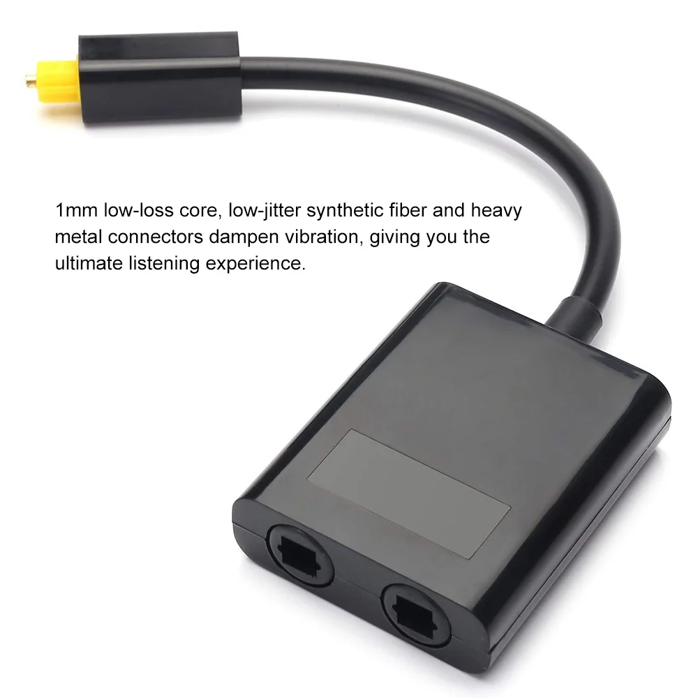 Digital Toslink Audio Splitter Adapter - 1 In 2 Out Optical Fiber Splitter Hub for DVD Signal Conversion