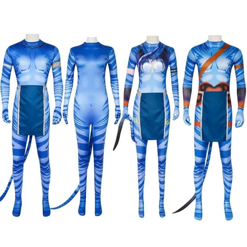 Film Avatar 2 Jack Sully Cosplay 3D Tuta Costume Adulto Bambini Sexy Neytiri Outfit Mask Catsuit Body Hero Halloween Dress