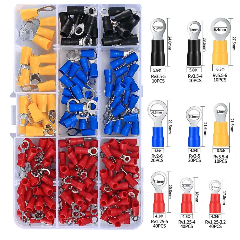 540pcs 22 16/16 14/12 10 Gauge Mixed Quick Disconnect Electrical Insulated Butt Bullet Spade Fork Ring Solderless Crimp Terminals Connectors On - View #3