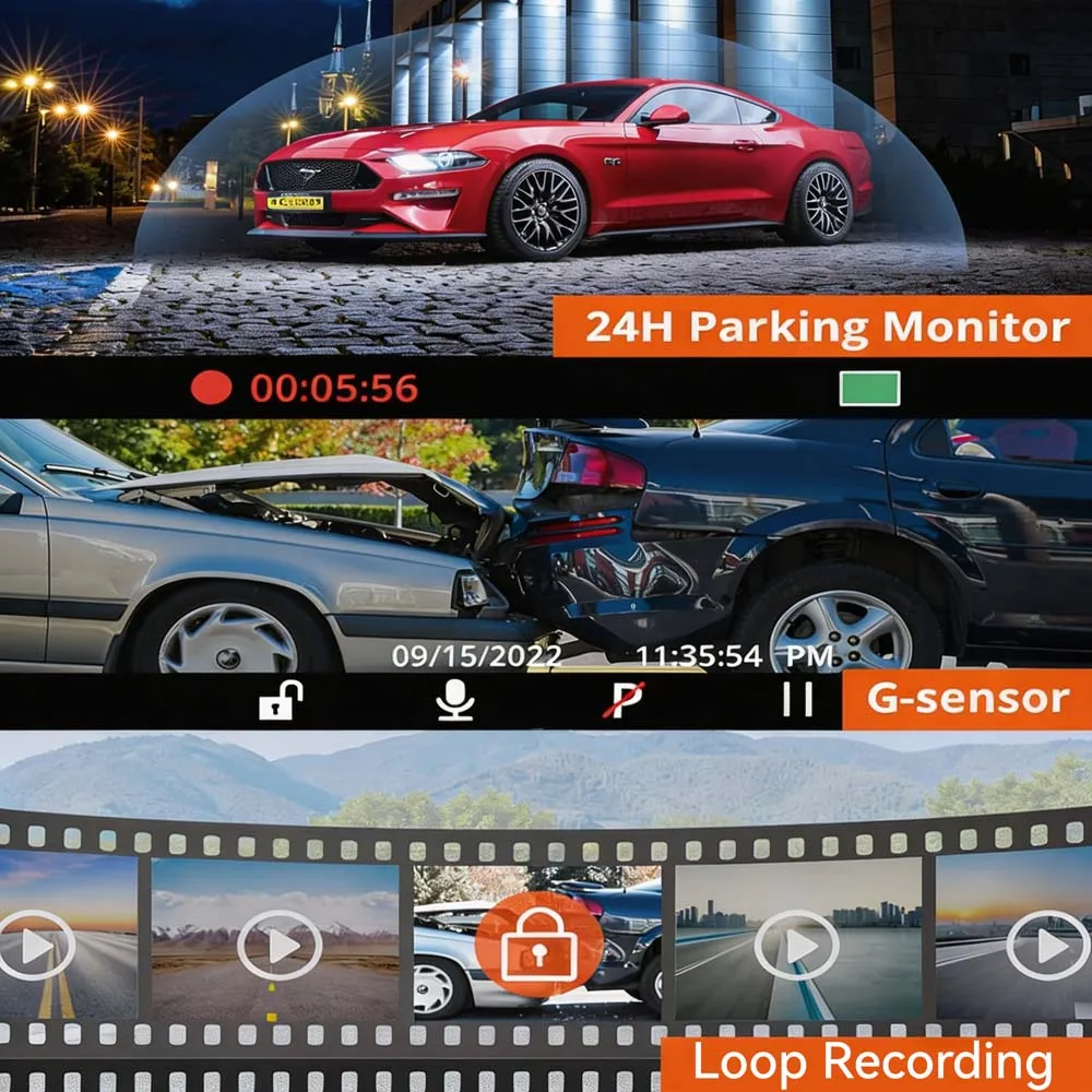 4G LTE Dash Cam GPS Logger 4K UHD Recording Car Camera DVR Night Vision Video Recorder Remote Monitoring 24H Parking Monitor 6