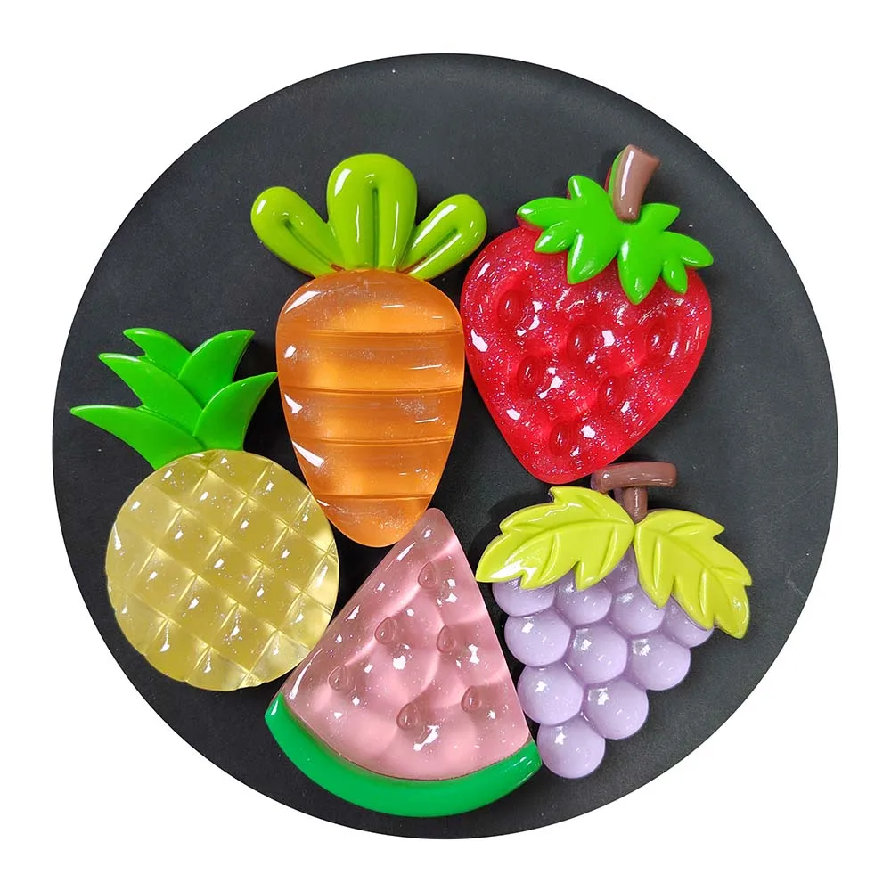 

Kawaii Transparent Fruits Pineapple Strawberry Grape Flatback Resin Cabochon For Hair Bows Accessories DIY Scrapbooking Crafts P