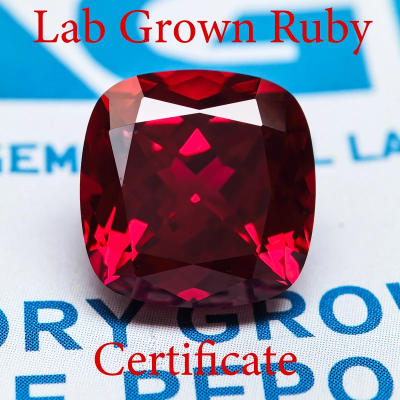 

Top Lab Grown Ruby Square Cushion Shape VVS1 charms Quality Gemstone for Diy Jewelry Making Materials Selectable AGL Certificate