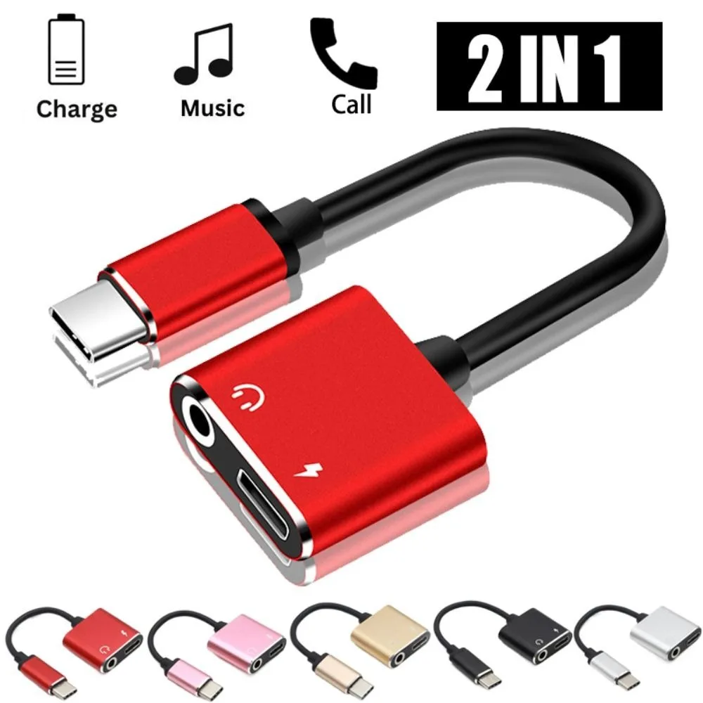 2in1 Type-C To 3.5mm AUX Audio Adapter Aluminium Talking USB C Headphone and Charge Adapter for Xiaomi/HUAWEI/Letv