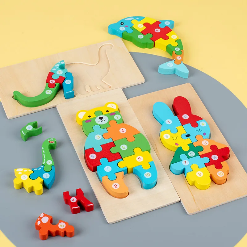 

Children's three-dimensional jigsaw cartoon 3D clasp board baby early education cognitive enlightenment wooden toys
