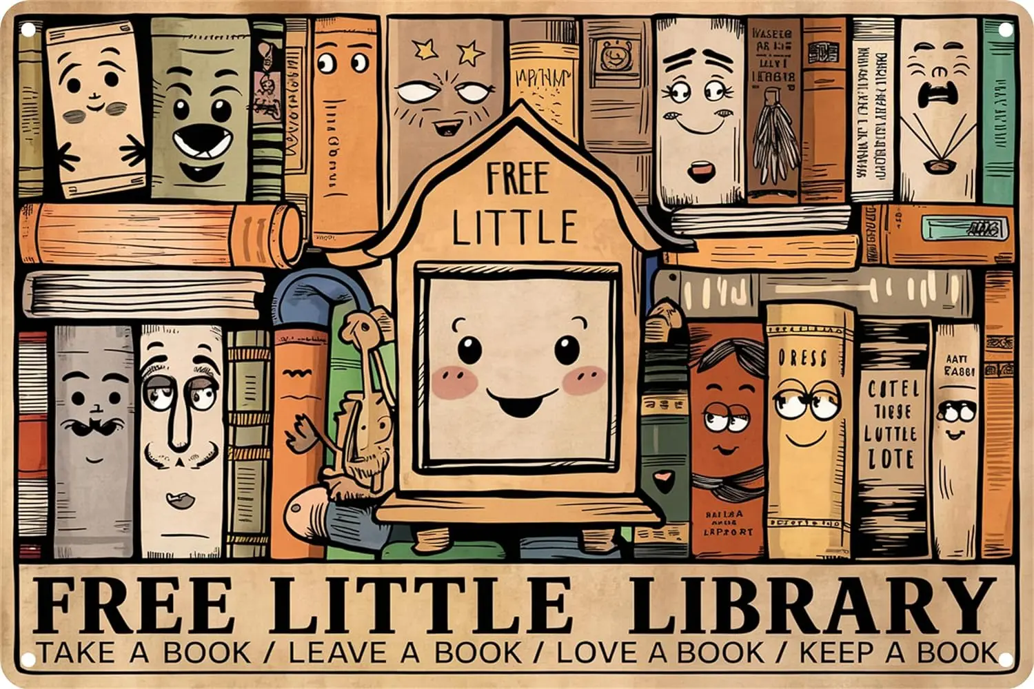 

Жестяная Табличка для чтения в виде маленькой библиотеки, винтажные металлические знаки, настенное искусство, домашний декор для кухни, кафе, паба, 8x12 дюймов