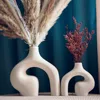 CAPIRON Ceramic White Nordic Vase of 2 Modern Minimalist Decorative Table Centerpiece Wedding Dining Living Room Office Decor 2