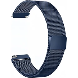 Milanese Loop Metal Mesh Bracelet, 20mm/22mm Adjustable Strap - 22mm (Blue)