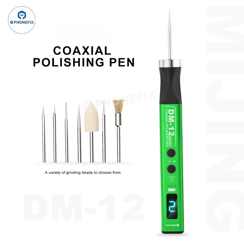 MIJING DM-12 휴대 전화 수리를위한 전기 충전식 폴리 셔 펜 전기 IC 칩 CPU 드릴링 커팅 조각 폴리 셔